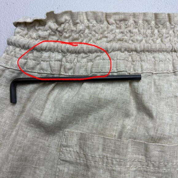 Women's Roxy Linen Blend Large Pants Tan Beige Khaki Oatmeal Tie at waist L - Picture 5 of 12